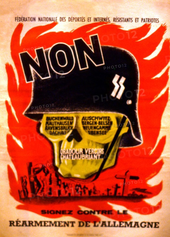 Affiche de propagande de Tillard contre le réarmement de l'Allemagne