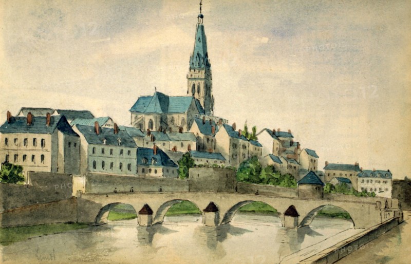 Charleville-Mézières (Ardennes), Place du Sépulcre, aquarelle