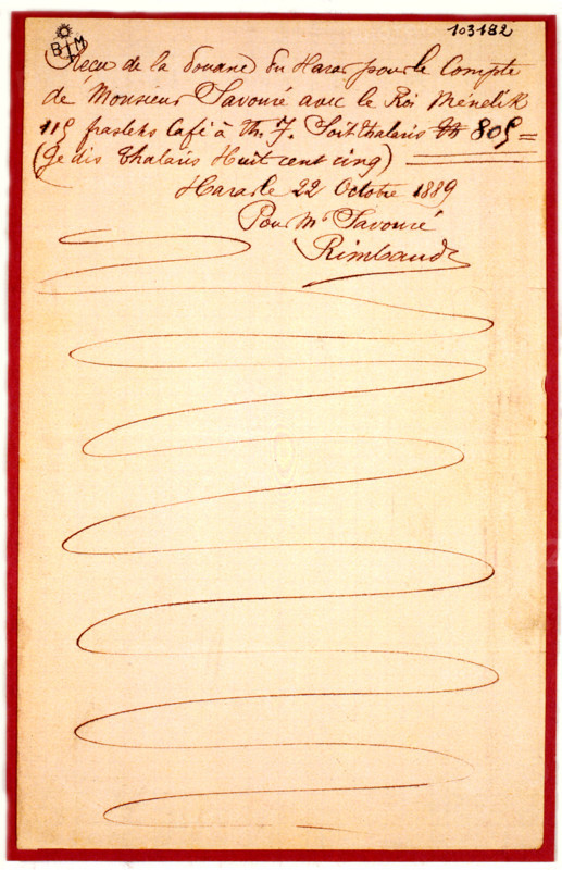 Lettre manuscrite d'Arthur Rimbaud (1854-1891)