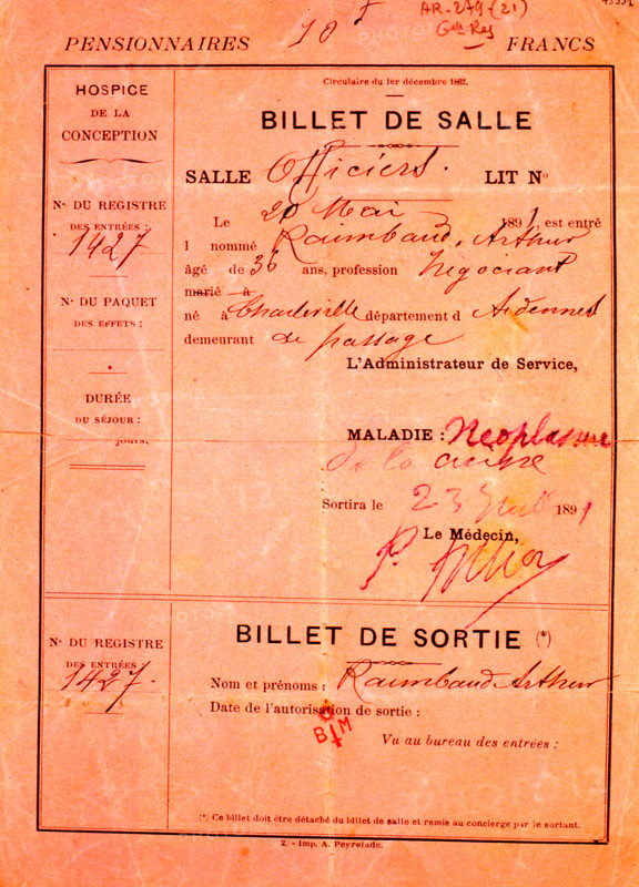Lettre manuscrite d'Arthur Rimbaud (1854-1891)
