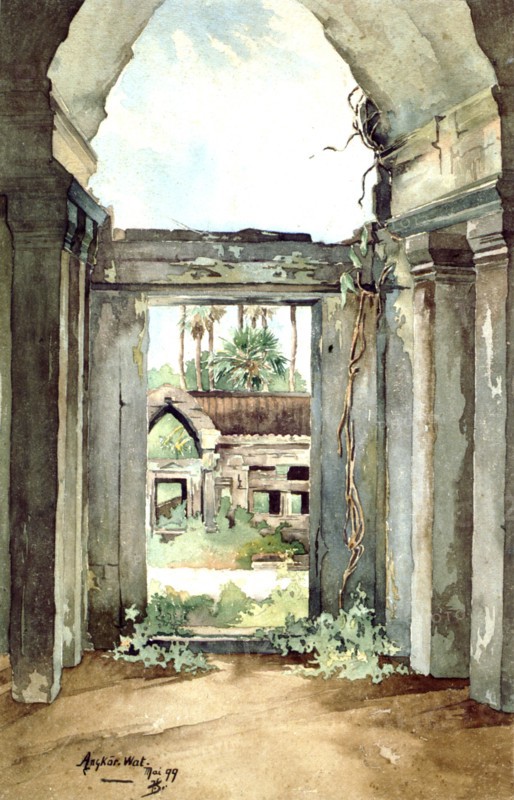 Angkor, aquarelle de Jean Courmaille