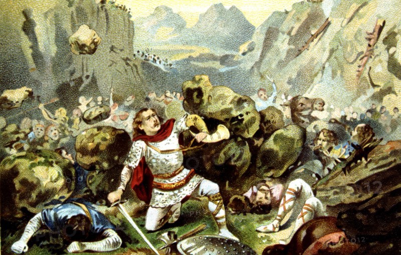 Publicité pour le chocolat d'Aiguebelle, Roland à Roncevaux en 778