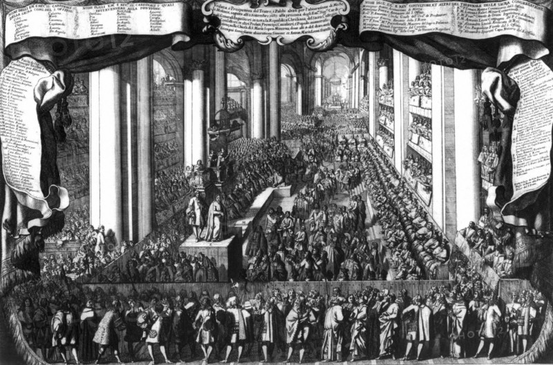 Abjuration de Michel Molinos durant l'inquisition dans l'église Santa Maria Sopra Minerva