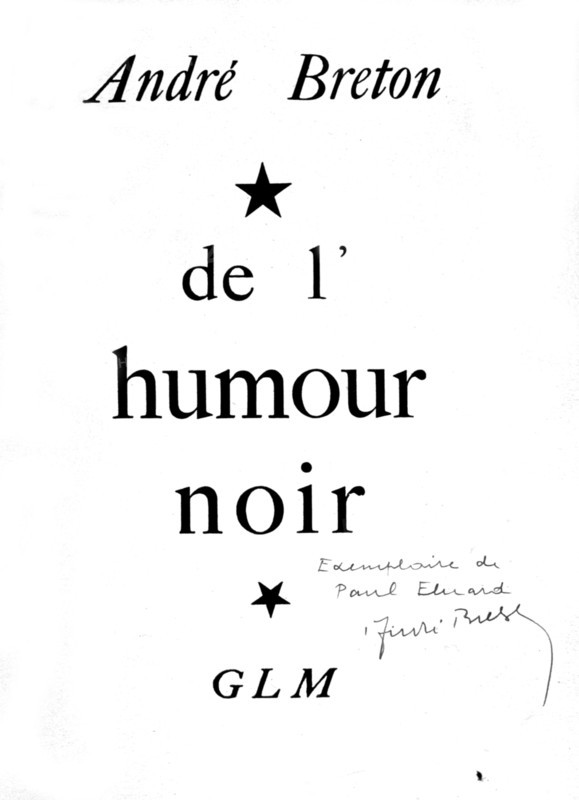 Couverture de l'ouvrage d'André Breton : "De l'humour noir"