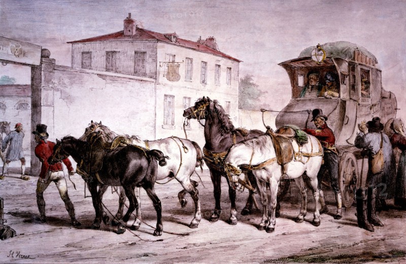 Lithography by Delpech after Vernet: Post house