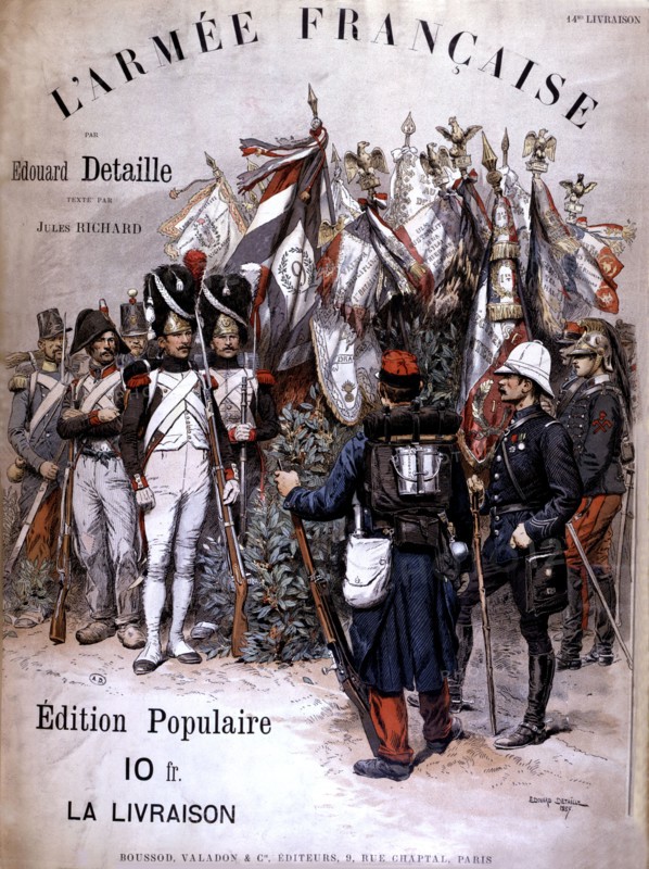 Edouard Detaille, gravure coloriée, l'Armée française