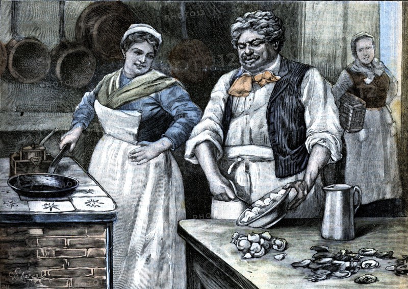 Alexandre Dumas the Elder, known as "Dumas Père", preparing his oyster omelette