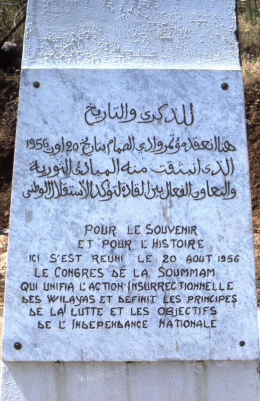 Algeria, Soummam Valley, commemorative stele set up in memory of the Soummam Congress