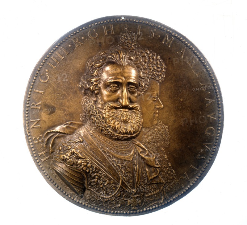 Bronze medal by G. Dupré, Henri IV (1553-1610) and Marie de Médicis (1573-1642)