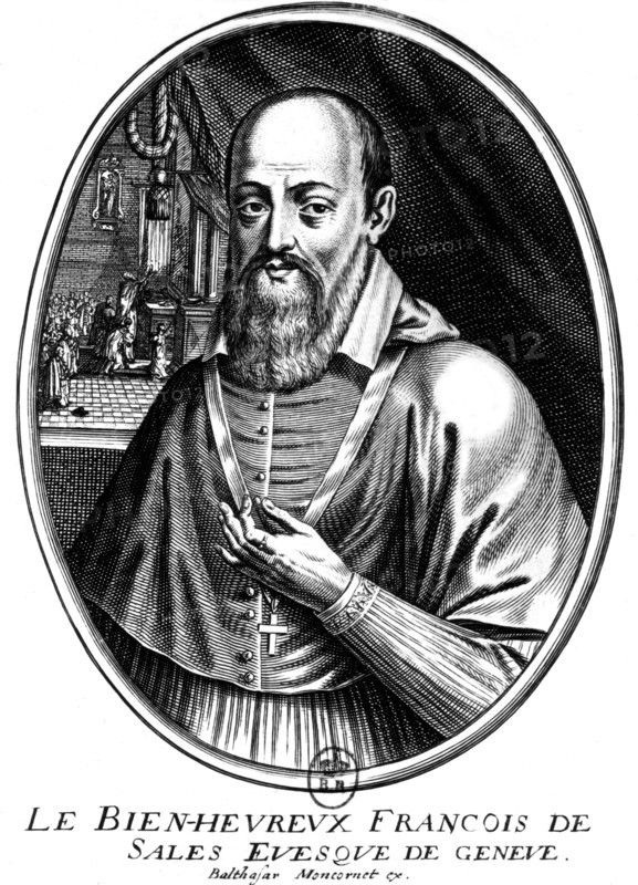 Engraving by B. Montcornet. St. Francis de Sales, bishop of Geneva