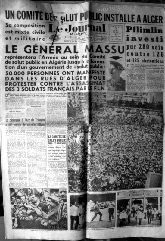 War in Algeria, Front page of the newspaper "Le Journal d'Alger"