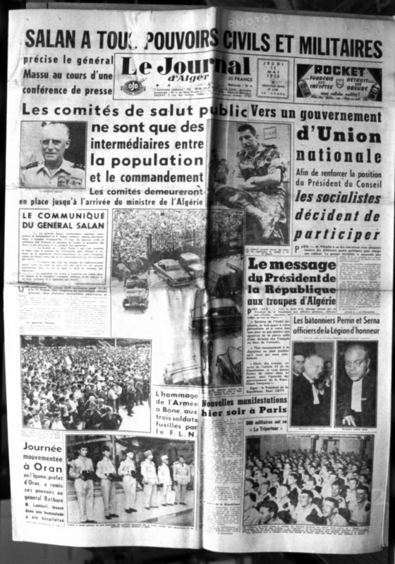 War in Algeria, Front page of the newspaper "Le Journal d'Alger"