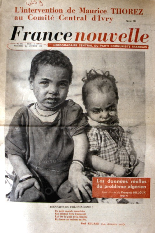 Guerre d'Algérie. Une du journal "France nouvelle"