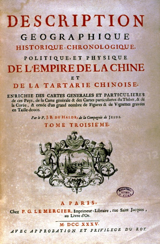 Front page of J.B. du Halde's book on China