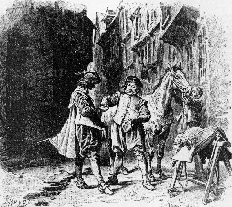 Les trois mousquetaires. Gravure 19e