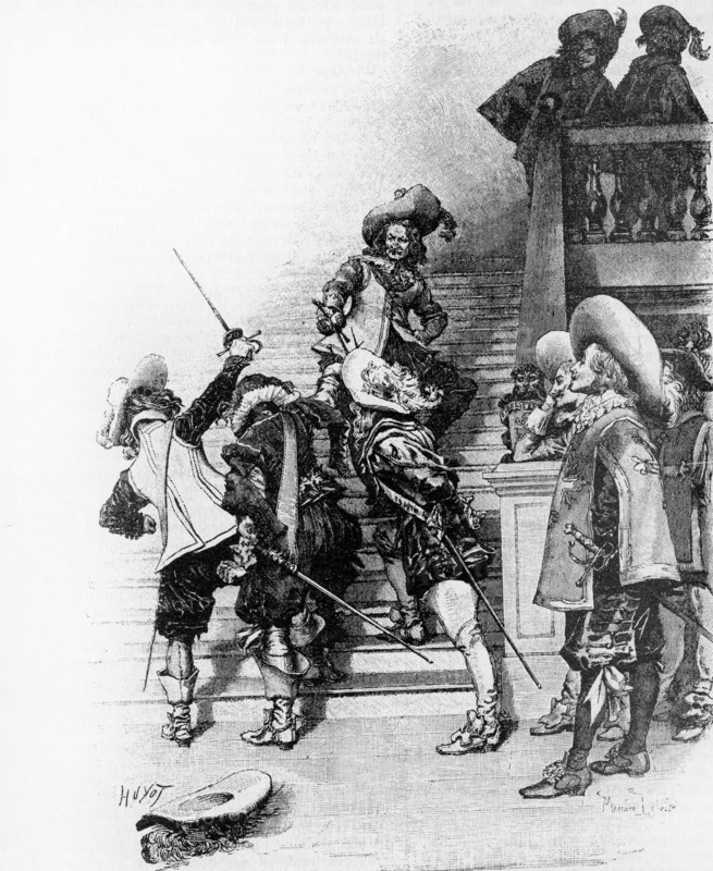 The Three Musketeers. Engraving 19th C