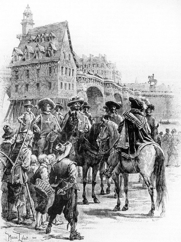 Les trois mousquetaires. Gravure 19e