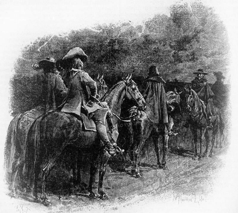 Les trois mousquetaires. Gravure 19e