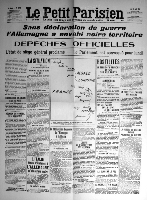 Une du journal "Le Petit Parisien".