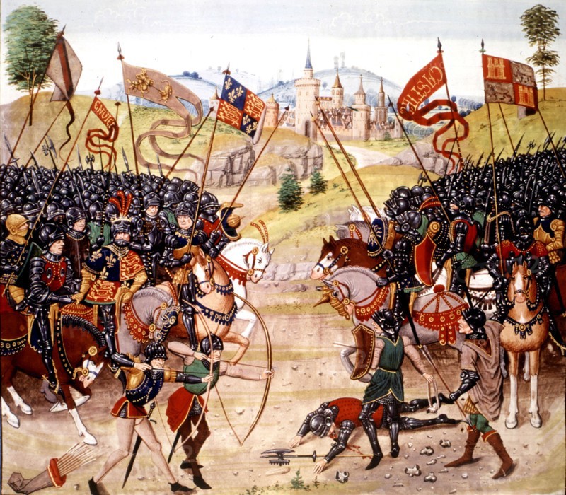 Bataille de Najera entre le prince de Galles et Don Phedre d'une part et Don Enrique et les Espagnols d'autre part