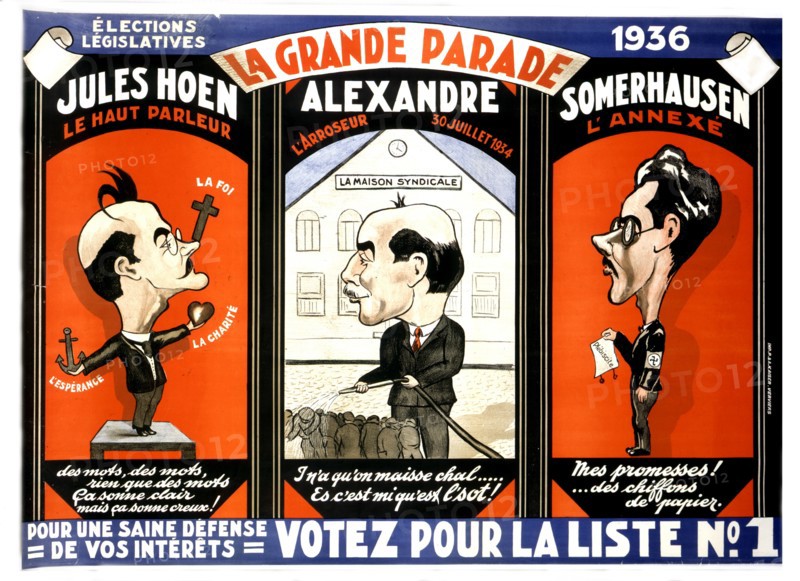 Caricature for the 1936 legislative elections in France