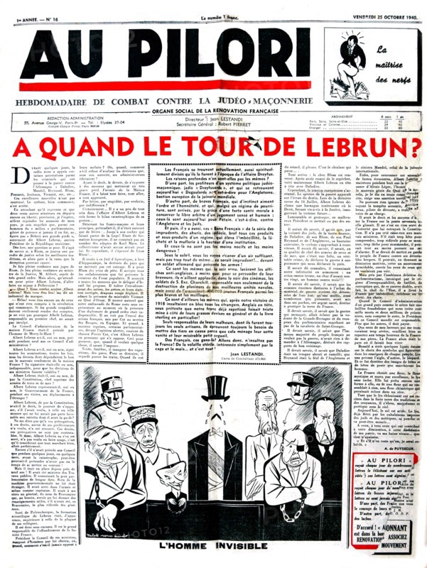 Caricature antisémite et anti-maçonnique, 1940