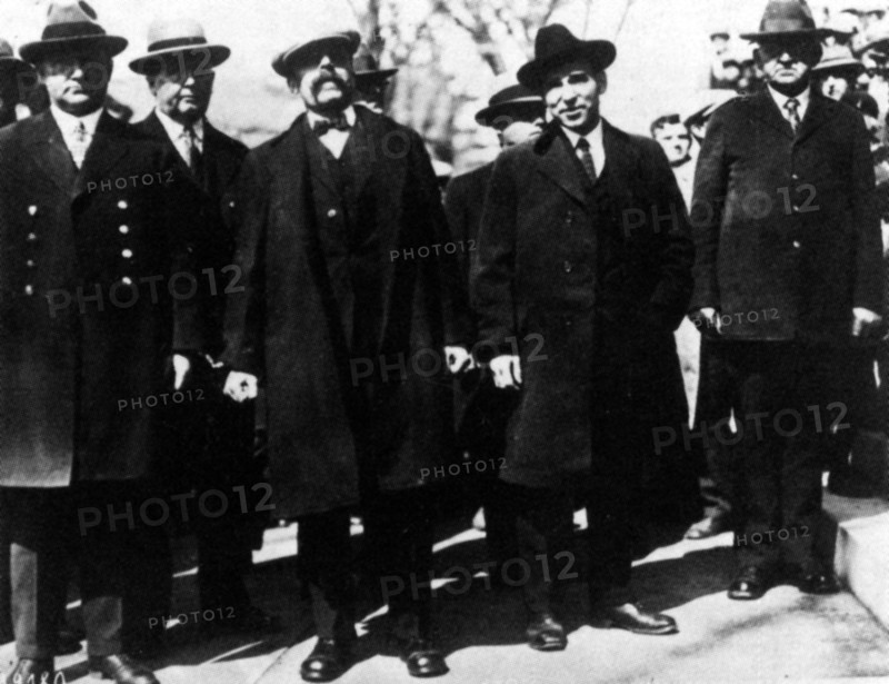 Sacco and Vanzetti on their way to the Dedham trial where they will be sentenced to death