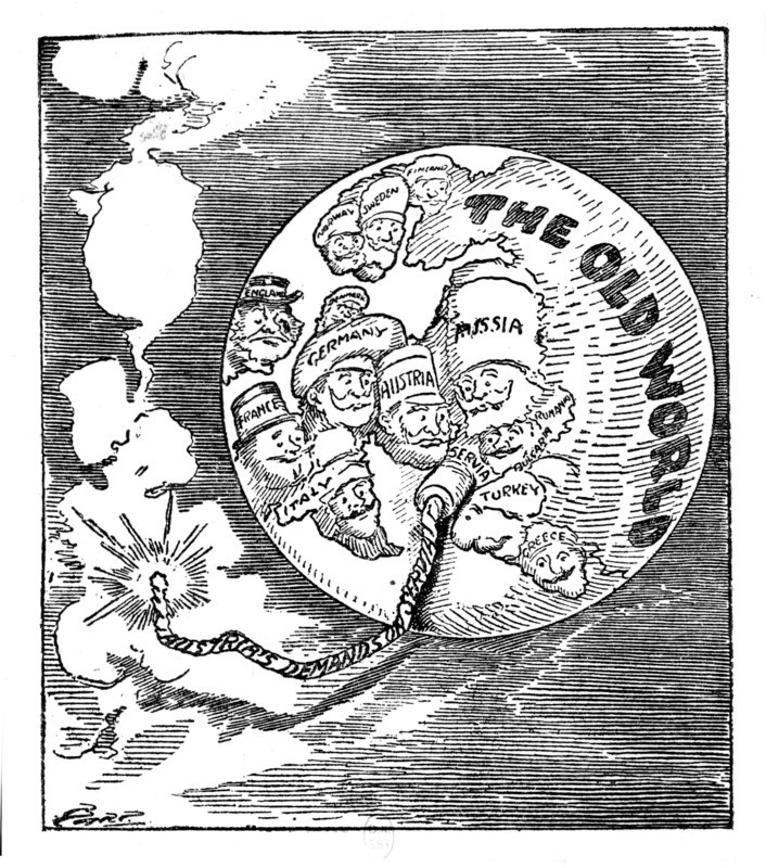 "La poudrière des Balkans". Caricature extraite du Minnéapolis journal