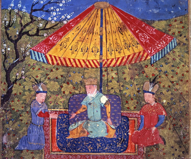 Rashid El Din, Gengis Khan entre deux dignitaires mongols