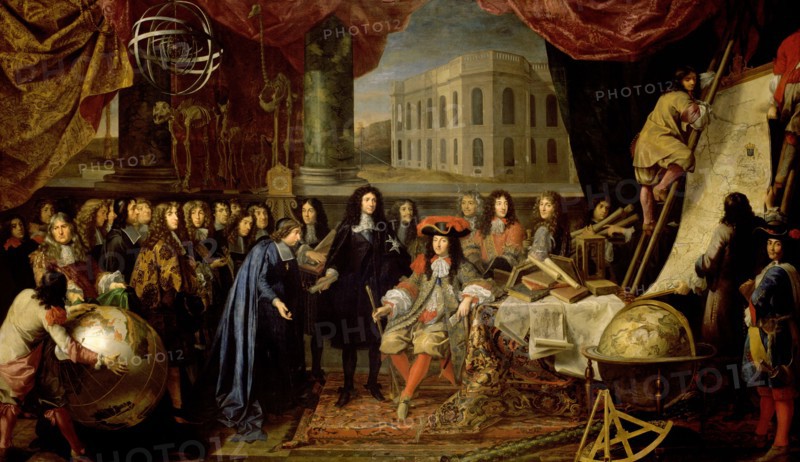 Testelin, Colbert présente à Louis XIV les membres de l'Académie Royale des Sciences créée en 1667