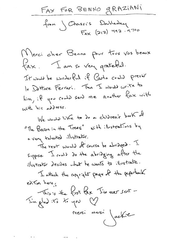 Fax de Jackie Kennedy-Onassis