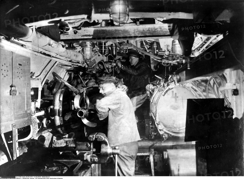 Intérieur d'un sous-marin allemand, 1917