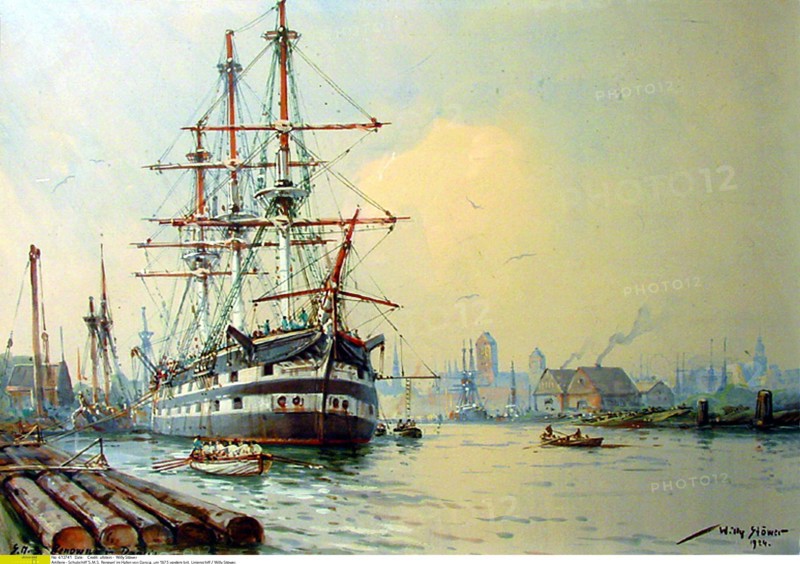 Stöwer, Navire-école "S.M.S. Renown", dans le port de Gdansk