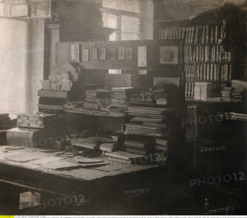 Lew Tolstoi (*1828-1910+, Schriftsteller Russland) - Sein Arbeitszimmer in Jasnaja Poljana, 1908