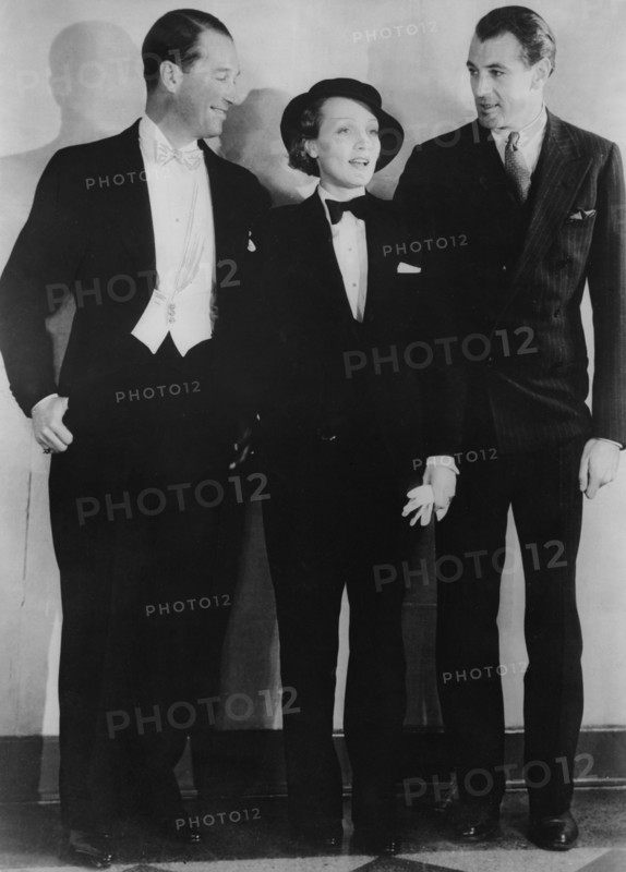 Marlène Dietrich avec Maurice Chevalier et Gary Cooper