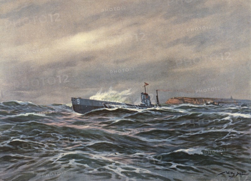 Le sous-marin allemand U-9 à Heligoland