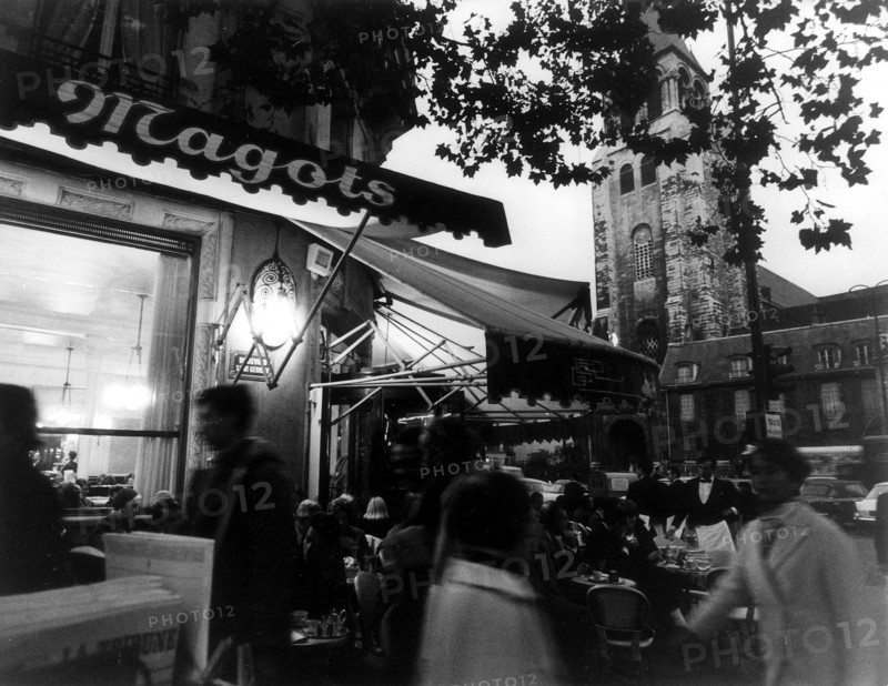 Saint Germain in Paris in front of the Cafe Deux Magots......