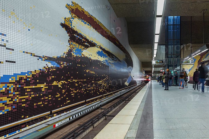 Underground station Rathenauplatz with a portrait of Walther Rathenau