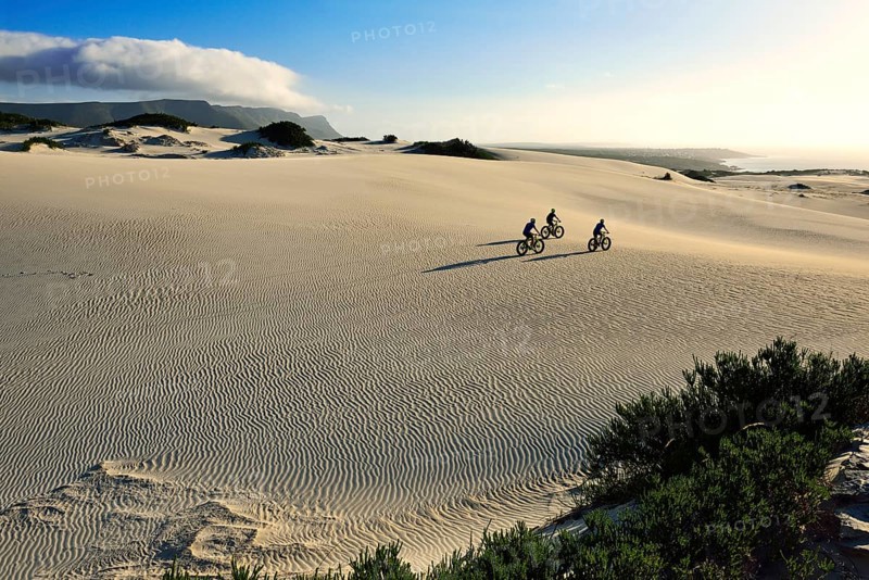 Mountain biking with fat bikes on sand dunes