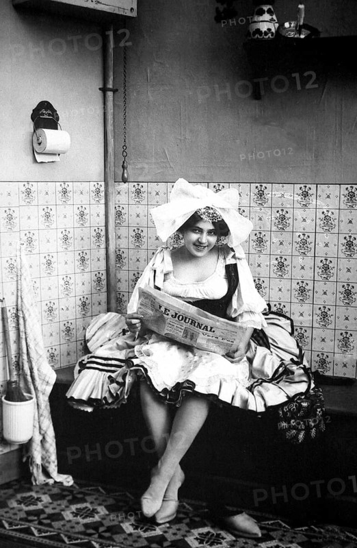 Housemaid on the toilet
