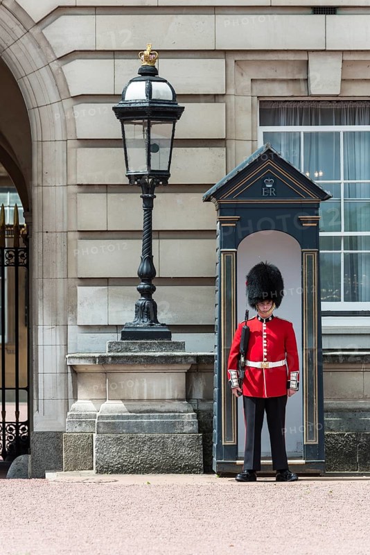 Security guard of the Royal Guard with bearskin cap