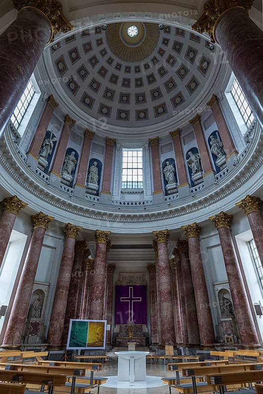 Altar room with dome of the catholic parish church St. Elisabeth