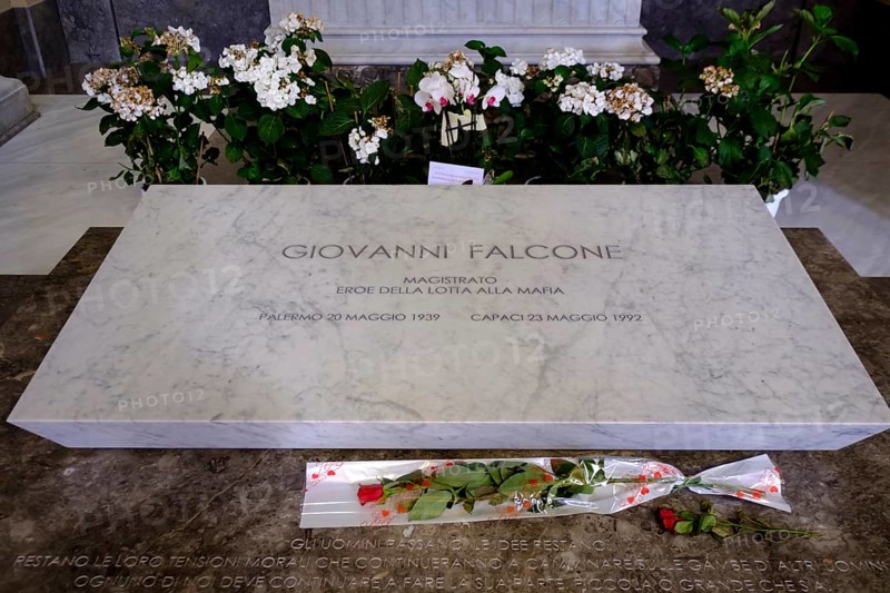 Tomb with memorial plaque for Giovanni Falcone