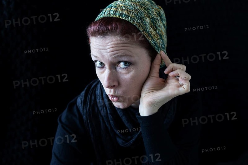 Woman with green wool hat