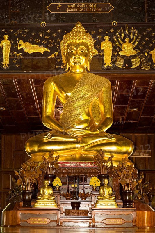 Golden Buddha statue in the Bot of Wat Phuttha Nimit Phra Saiyat