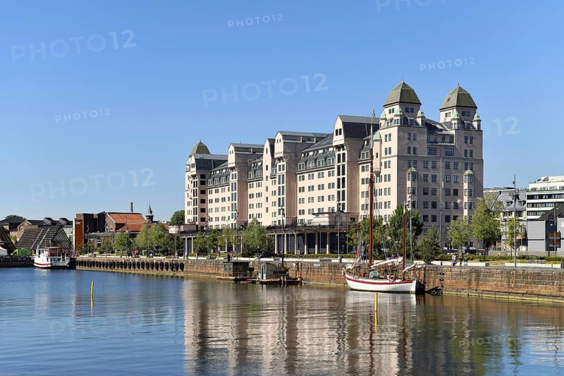 Old warehouse district with harbour warehouse