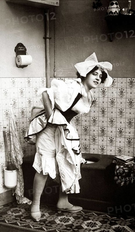 Housemaid on the toilet