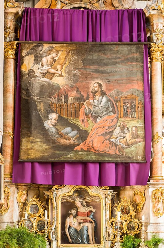 Restored Lent scarf hangs in church above altar