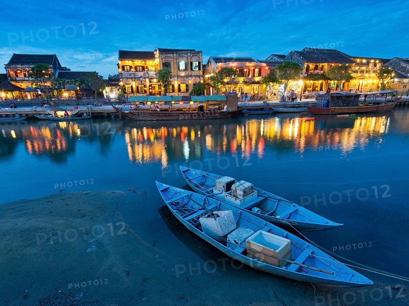 Illuminated old town at dusk