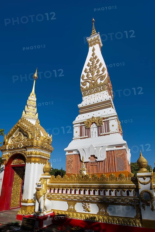 Gilded wall in front of the Chedi of Wat Phra That Phanom
